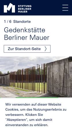 Vorschau der mobilen Webseite www.berliner-mauer-dokumentationszentrum.de, Dokumentationszentrum Berliner Mauer