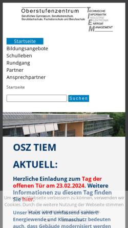 Vorschau der mobilen Webseite www.osztiem.de, OSZ Technische Informatik, Industrieelektronik und Energiemanagement