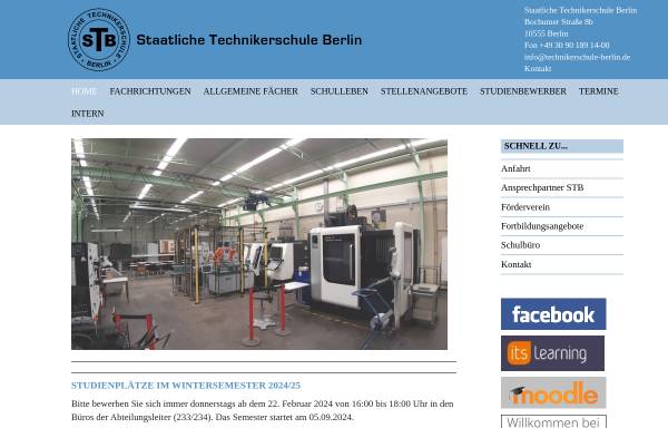 Vorschau von www.technikerschule-berlin.de, Staatliche Technikerschule - Tiergarten
