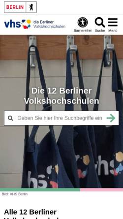 Vorschau der mobilen Webseite www.berlin.de, Die Berliner Volkshochschulen