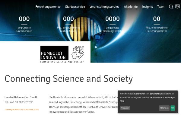 Vorschau von www.humboldt-innovation.de, Humboldt-Innovation GmbH