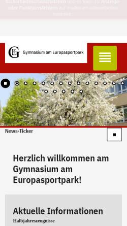 Vorschau der mobilen Webseite www.gymnasium-europasportpark.de, Coubertin-Gymnasium
