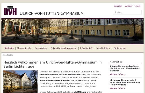 Vorschau von www.uvh-online.de, Ulrich-von-Hutten-Oberschule