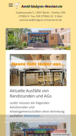 Vorschau der mobilen Webseite www.lindgrenschule.de, Astrid-Lindgren-Grundschule