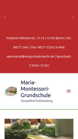 Vorschau der mobilen Webseite www.mmg-online.de, Maria Montessori Grundschule Berlin-Tempelhof