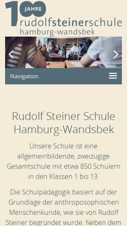 Vorschau der mobilen Webseite waldorfschule-wandsbek.de, Rudolf Steiner Schule Hamburg-Wandsbek