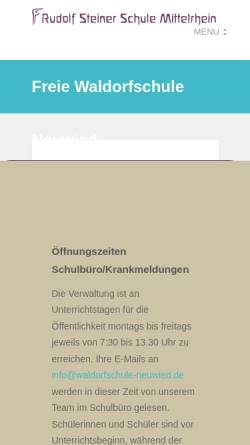 Vorschau der mobilen Webseite waldorfschule-neuwied.de, Rudolf Steiner Schule Mittelrhein