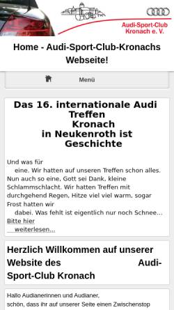 Vorschau der mobilen Webseite www.audi-sport-club-kronach.de, Audi Sport-Club Bremerhaven und Umgebung e.V.