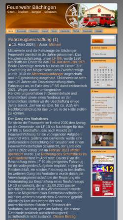 Vorschau der mobilen Webseite www.ffw-baechingen.de, Freiwillige Feuerwehr Bächingen
