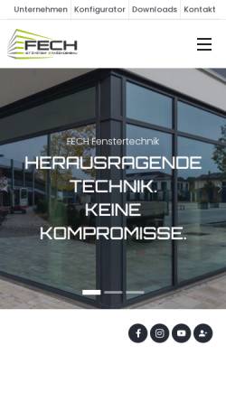 Vorschau der mobilen Webseite www.fech-fenstertechnik.de, Fech Fenstertechnik GmbH + Co. KG