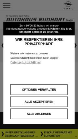 Vorschau der mobilen Webseite opel-rudhart-heidenheim.de, Autohaus Rudhart