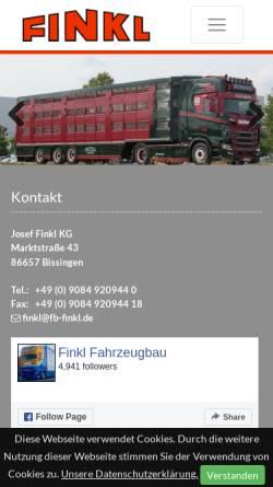 Vorschau der mobilen Webseite www.fahrzeugbau-finkl.de, Fahrzeugbau Josef Finkl KG