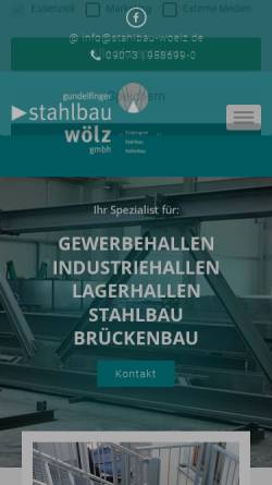 Vorschau der mobilen Webseite www.stahlbau-woelz.de, Stahlbau Johann Wölz