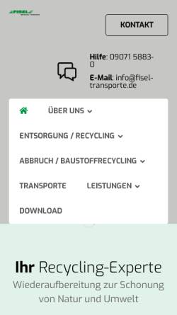 Vorschau der mobilen Webseite www.fisel-transporte.de, Erwin Fisel Recycling und Transporte