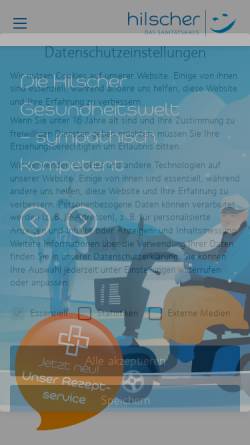 Vorschau der mobilen Webseite www.hilscher.de, Sanitätshaus Hilscher