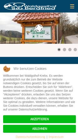 Vorschau der mobilen Webseite www.waldgasthof-krebs.de, Waldgasthof Bergfried