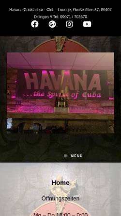 Vorschau der mobilen Webseite www.havana-dillingen.de, Cocktailbar - Havana