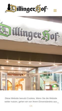 Vorschau der mobilen Webseite dillingerhof.de, Hotel Dillinger Hof
