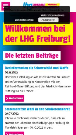 Vorschau der mobilen Webseite lhg-bw.de, LHG - Liberale Hochschulgruppe Freiburg