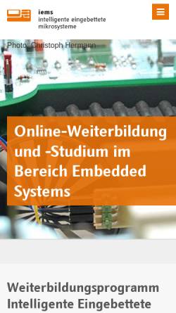 Vorschau der mobilen Webseite www.masteronline-iems.de, Master Online Intelligente Eingebettete Mikrosysteme