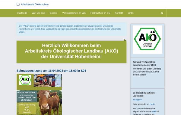Vorschau von akoe.uni-hohenheim.de, Arbeitskreis Ökologischer Landbau