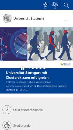 Vorschau der mobilen Webseite www.uni-stuttgart.de, Universität Stuttgart
