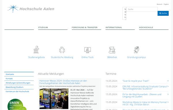 Vorschau von www.htw-aalen.de, Studiengang Mechatronik