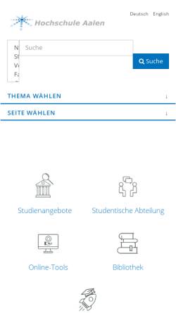 Vorschau der mobilen Webseite www.htw-aalen.de, Studiengang Mechatronik