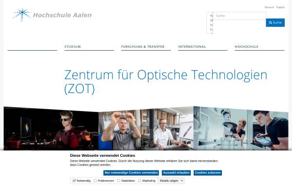 Vorschau von www.hs-aalen.de, Zentrum für Optische Technologien (ZOT)