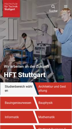 Vorschau der mobilen Webseite www.hft-stuttgart.de, Hochschule für Technik Stuttgart