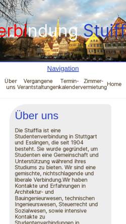 Vorschau der mobilen Webseite www.stuiffia.de, Studentenverbindung Stuiffia
