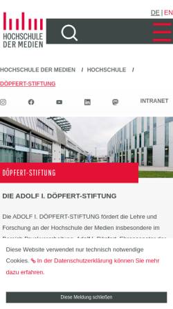 Vorschau der mobilen Webseite www.hdm-stuttgart.de, Adolf I. Döpfert Stiftung