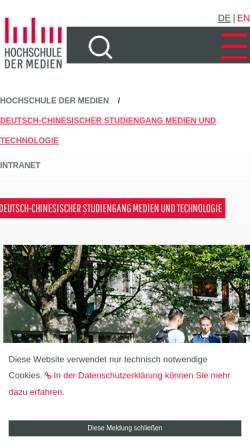 Vorschau der mobilen Webseite www.hdm-stuttgart.de, Deutsch-Chinesischer Studiengang Drucktechnik