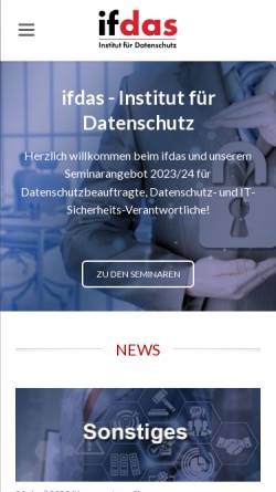Vorschau der mobilen Webseite ifdas.de, Institut für Datenschutz an der Hochschule Nürtingen