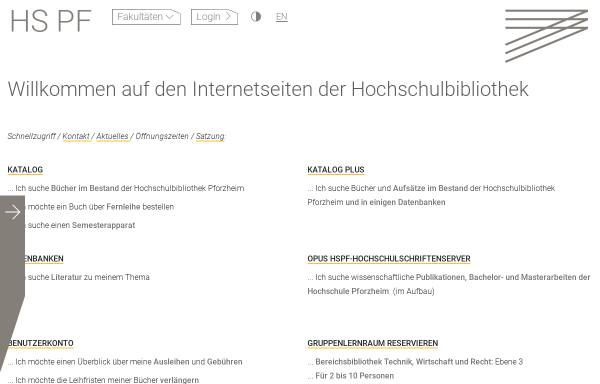 Vorschau von www.hs-pforzheim.de, Hochschulbibliothek Pforzheim