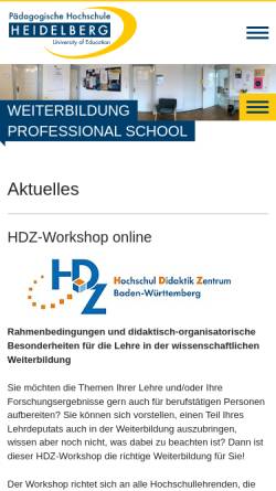 Vorschau der mobilen Webseite www.ph-heidelberg.de, Institut für Weiterbildung (IfW)