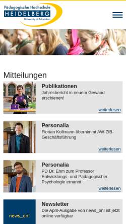 Vorschau der mobilen Webseite www.ph-heidelberg.de, Pädagogische Hochschule Heidelberg