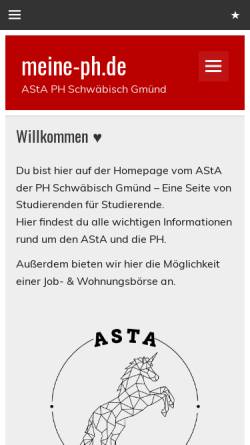 Vorschau der mobilen Webseite www.meine-ph.de, AStA der Pädagogischen Hochschule Schwäbisch Gmünd