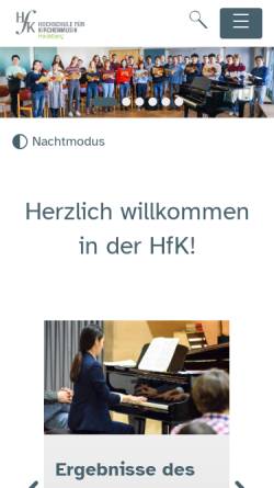 Vorschau der mobilen Webseite www.hfk-heidelberg.de, Hochschule für Kirchenmusik