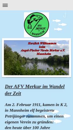 Vorschau der mobilen Webseite www.afv-merkur.de, AFV Merkur Mannheim