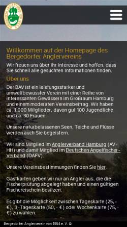 Vorschau der mobilen Webseite www.bergedorfer-anglerverein.de, Bergedorfer Anglerverein