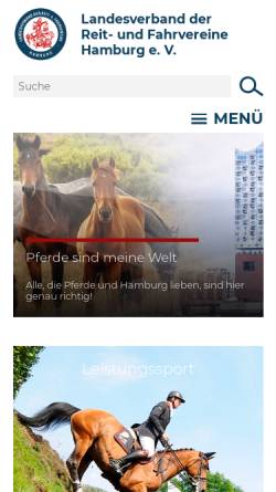 Vorschau der mobilen Webseite www.pferdesport-hamburg.de, Landesverband der Reit- und Fahrvereine Hamburg e.V.