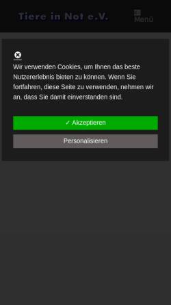Vorschau der mobilen Webseite tiere-in-not-bochum.de, Tiere in Not e.V.