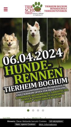 Vorschau der mobilen Webseite www.tierheim-bochum.de, Tierheim Bochum