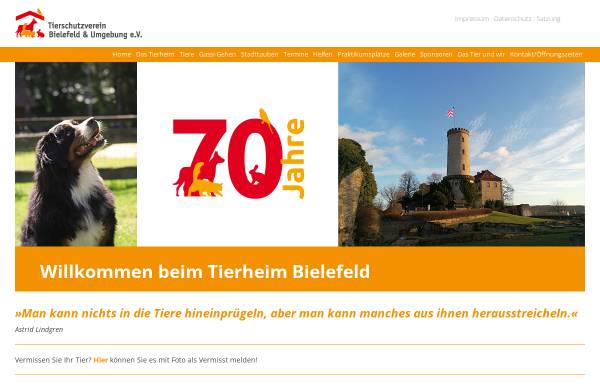 Vorschau von www.tierheim-bielefeld.de, Tierschutz-Verein Bielefeld e.V.
