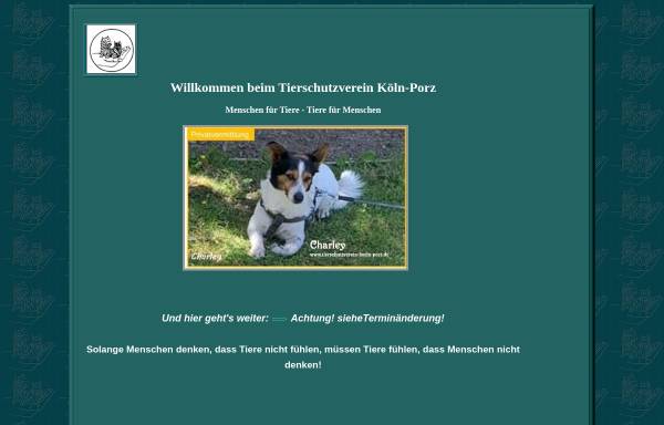Vorschau von www.tierschutzverein-koeln-porz.de, Tierschutzverein Köln-Porz, Menschen für Tiere - Tiere für Menschen e.V.
