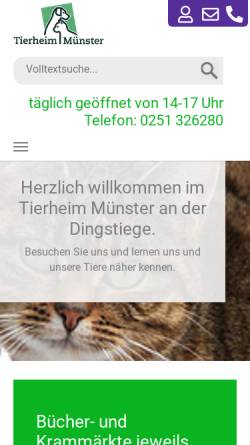 Vorschau der mobilen Webseite www.tierschutzverein-muenster.de, Tierheim Münster