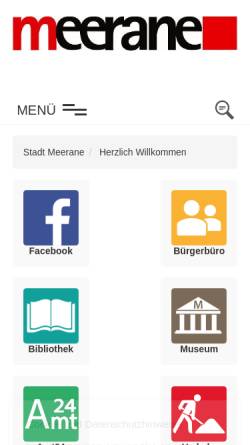 Vorschau der mobilen Webseite www.meerane.de, Stadt Meerane