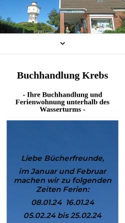 Vorschau der mobilen Webseite www.buchhandlung-krebs.de, Buchhandlung Krebs