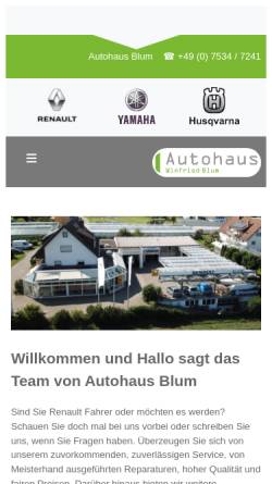 Vorschau der mobilen Webseite www.auto-blum.de, Autohaus Blum